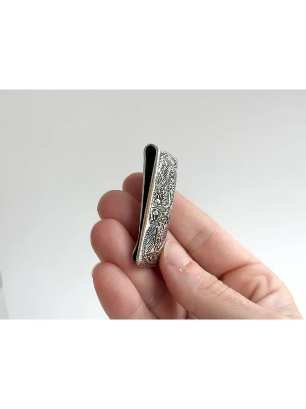 Navajo Inspired Abstract Southwest Made Vintage Stainless Steel Money Clip